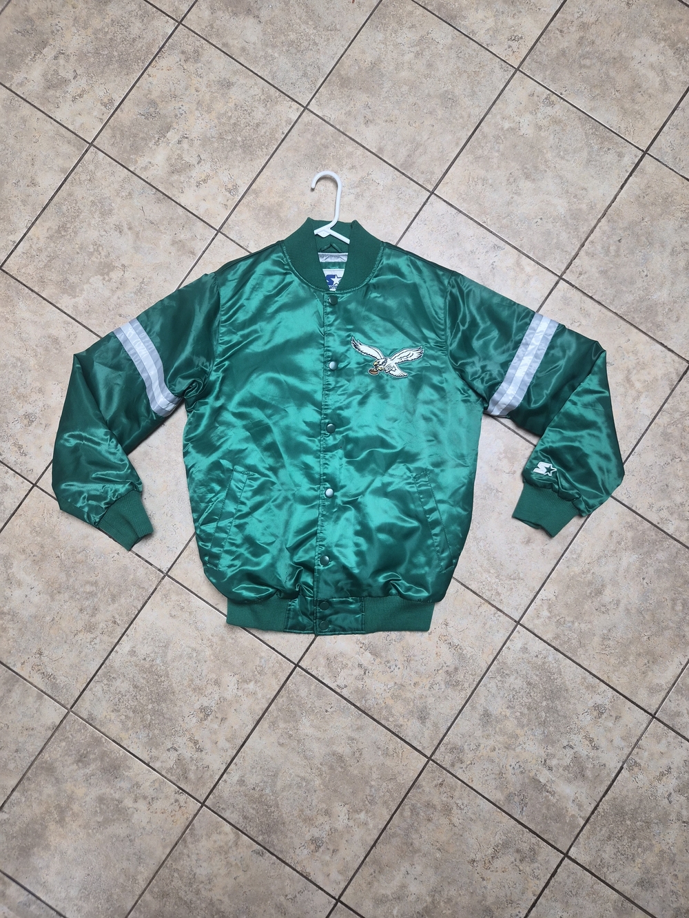 Mens Vintage Starter Eagles Jacket Varsity Jacket Bomber Green Retro Size Medium